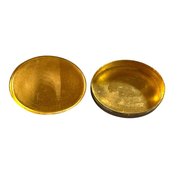 Antique Brass & Enamel Jewelry Trinket Box Amethyst Lapis Lazuli Gemstone READ - Picture 8 of 8